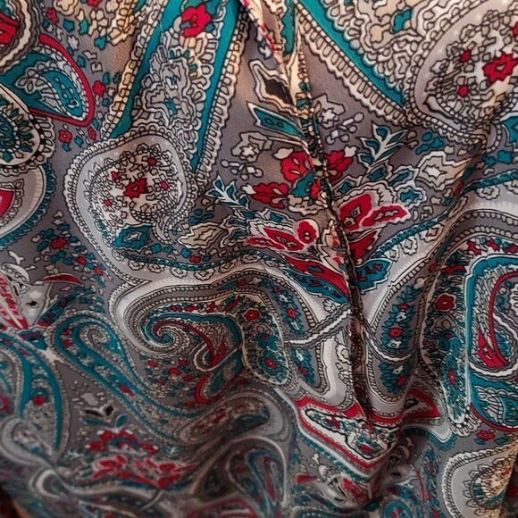 blouse XXL VGC 26 pit to pit 29 3/4 length tourquoise,red,black silver and whi - Picture 5 of 5